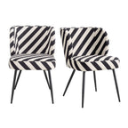 Mabel Set of 2 Dining Chairs - Mono Stripe - DUSK