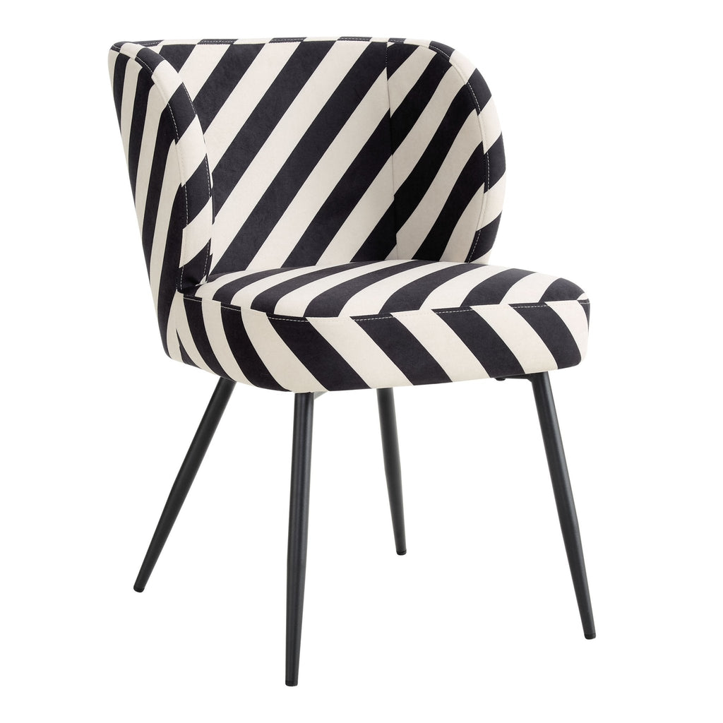 Mabel Set of 2 Dining Chairs - Mono Stripe - DUSK