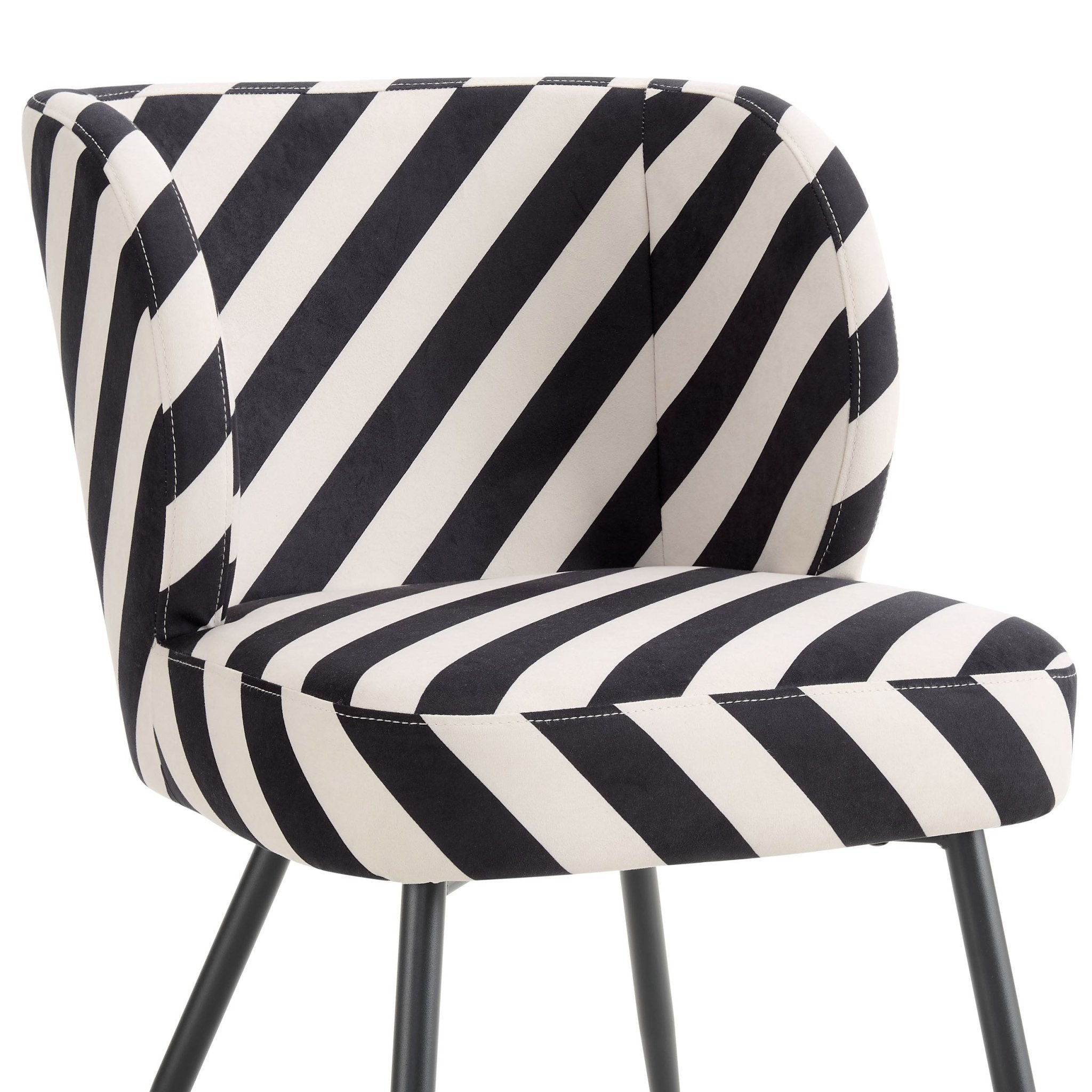 Mabel Set of 2 Dining Chairs - Mono Stripe - DUSK