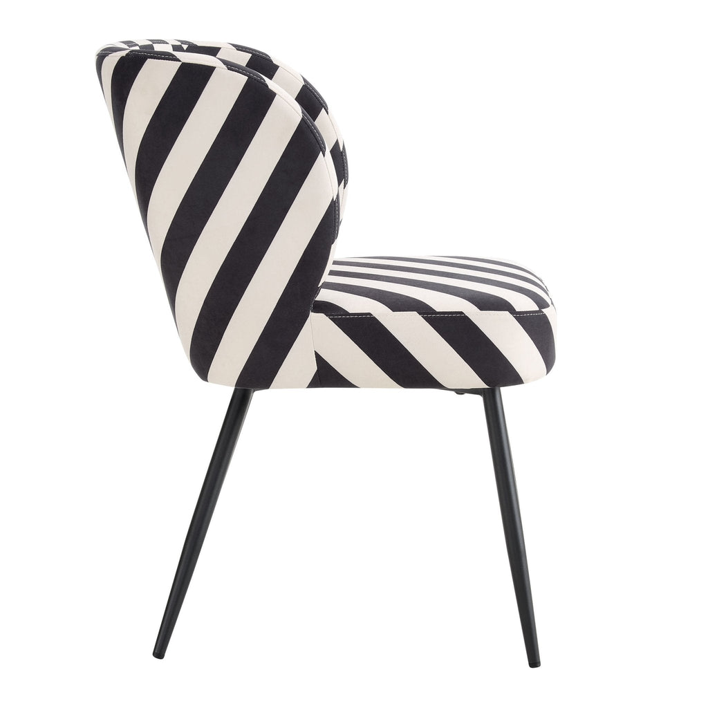 Mabel Set of 2 Dining Chairs - Mono Stripe - DUSK
