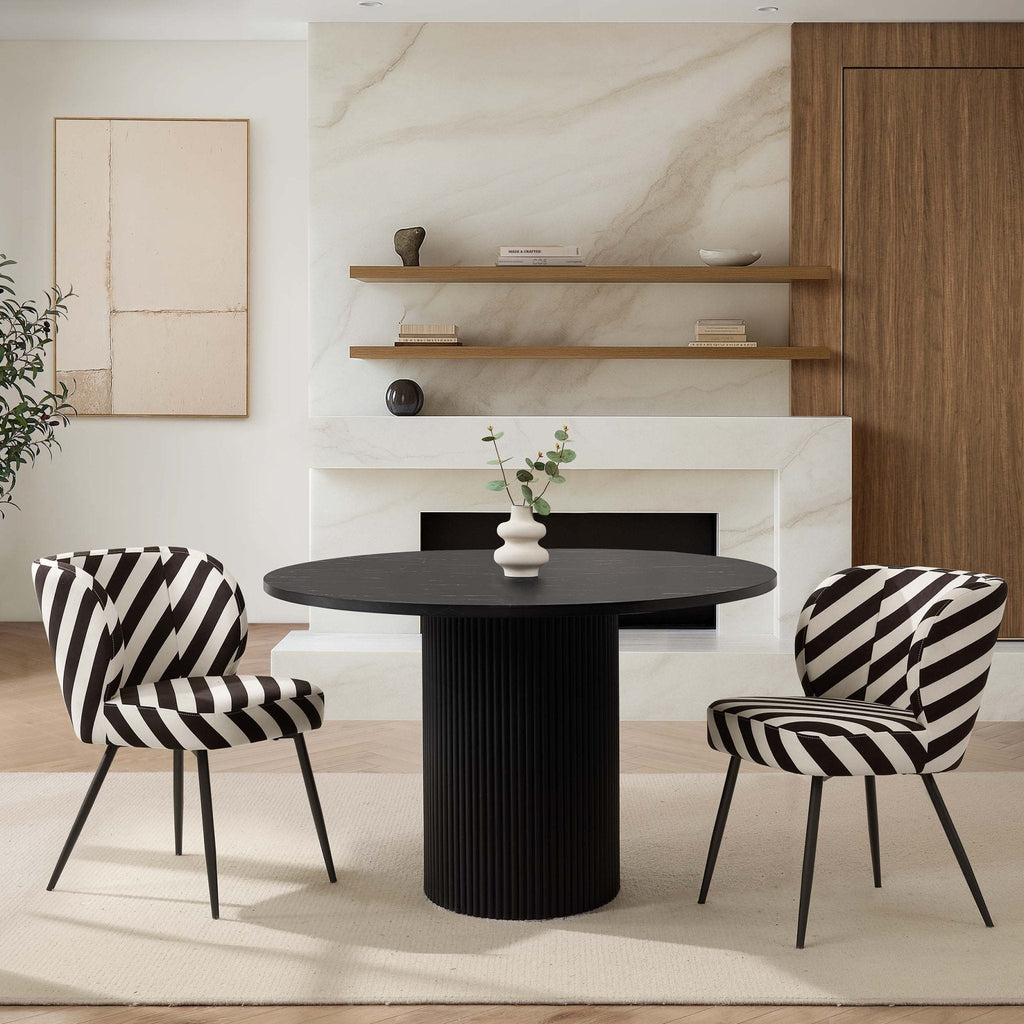 Mabel Set of 2 Dining Chairs - Mono Stripe - DUSK