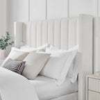 Madison Bouclé Ottoman Storage Bed - Off White - DUSK