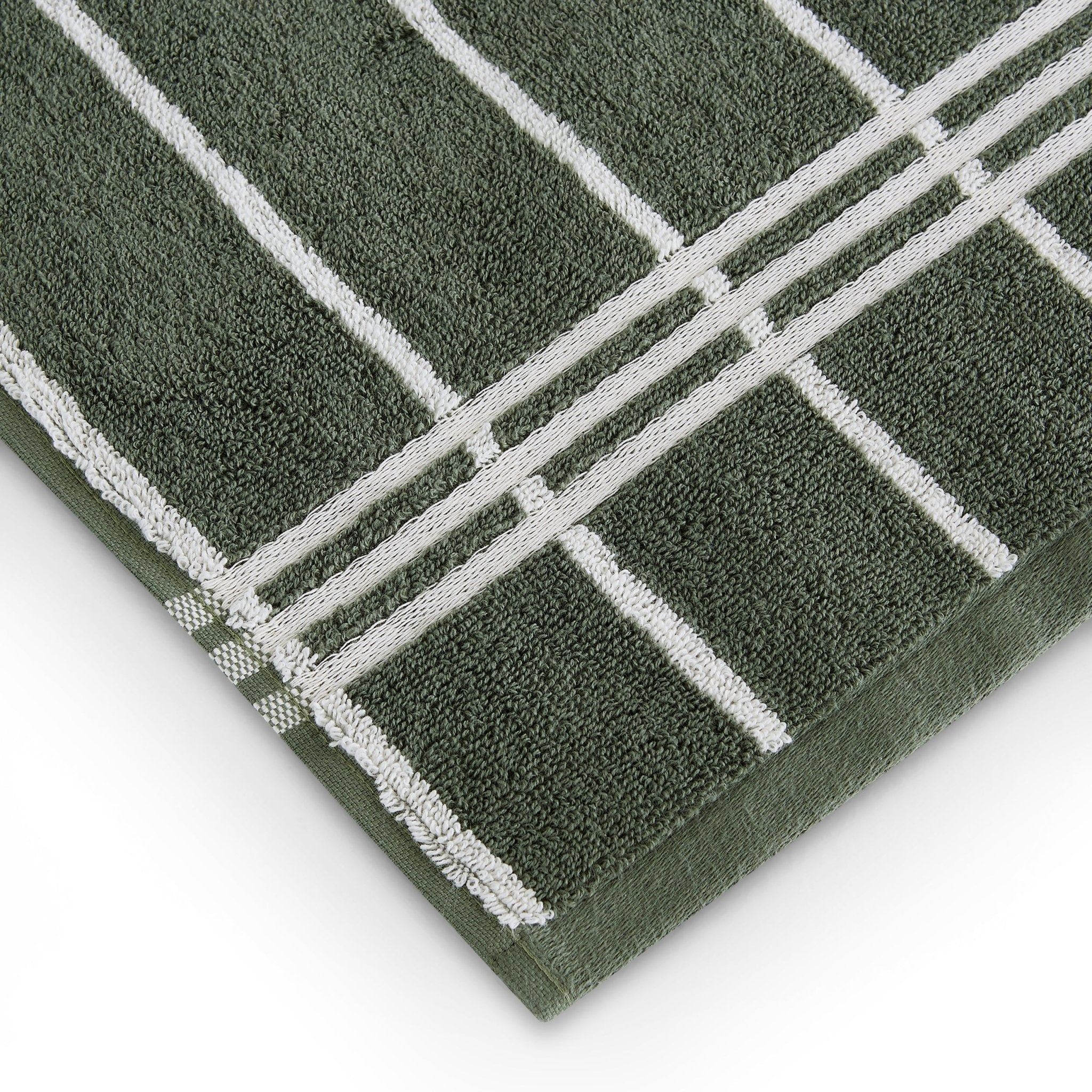 Madrid Fine Stripe Cotton Towel Collection - Fern/ Natural - DUSK