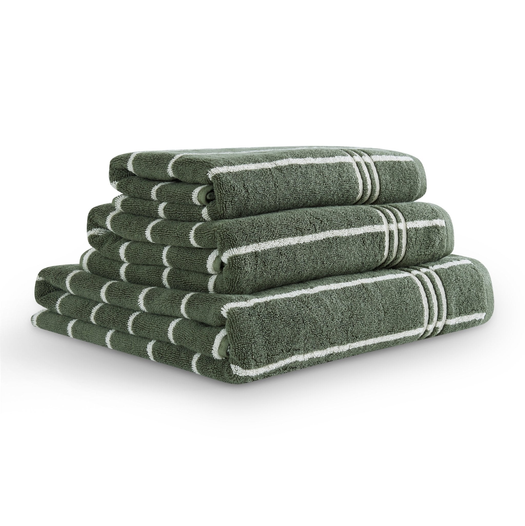Madrid Fine Stripe Cotton Towel Collection - Fern/ Natural - DUSK