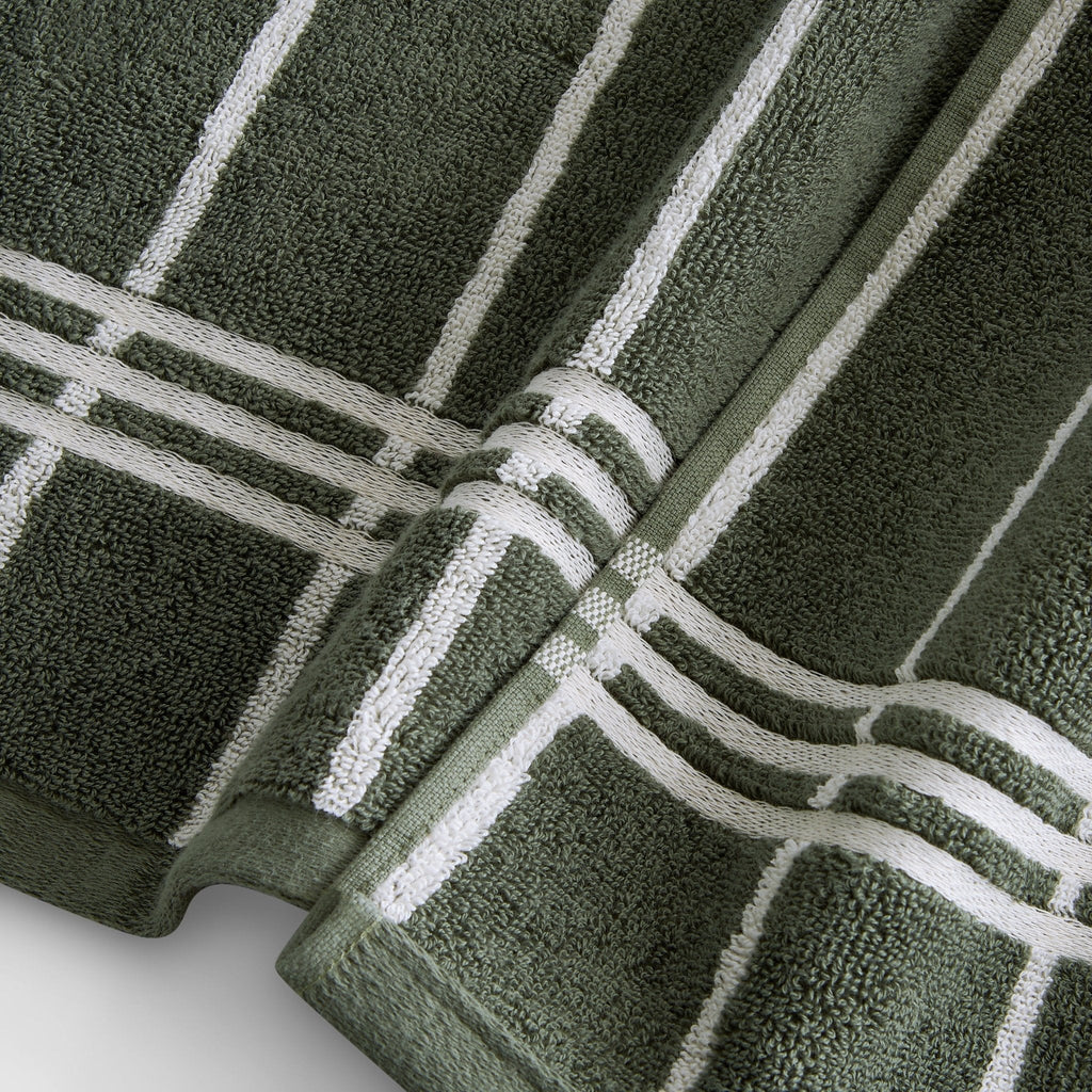 Madrid Fine Stripe Cotton Towel Collection - Fern/ Natural - DUSK