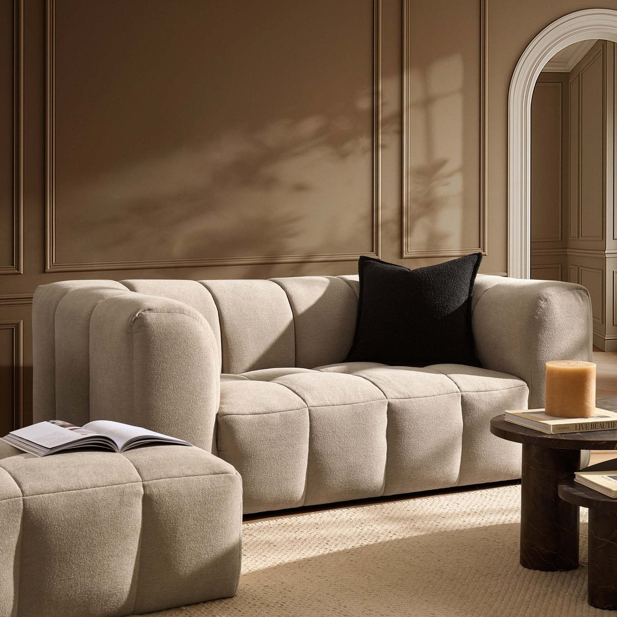 Manhattan 2 Seater Sofa - Chenille Oatmeal - DUSK