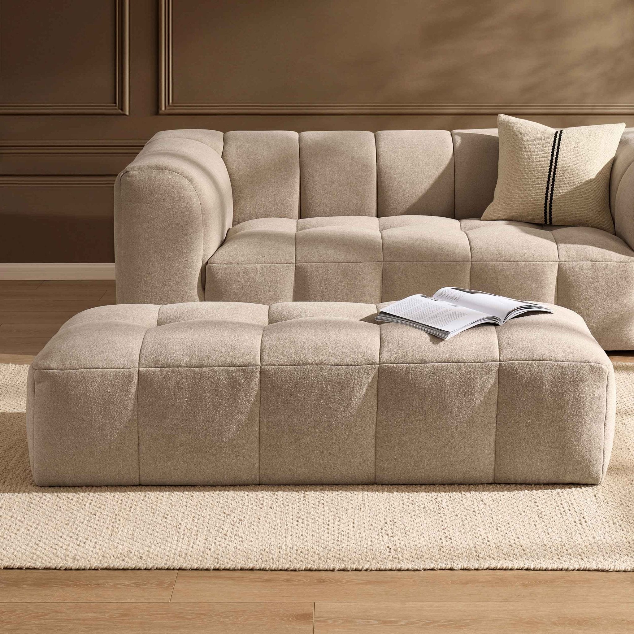 Manhattan Pouffe - Chenille Oatmeal - DUSK