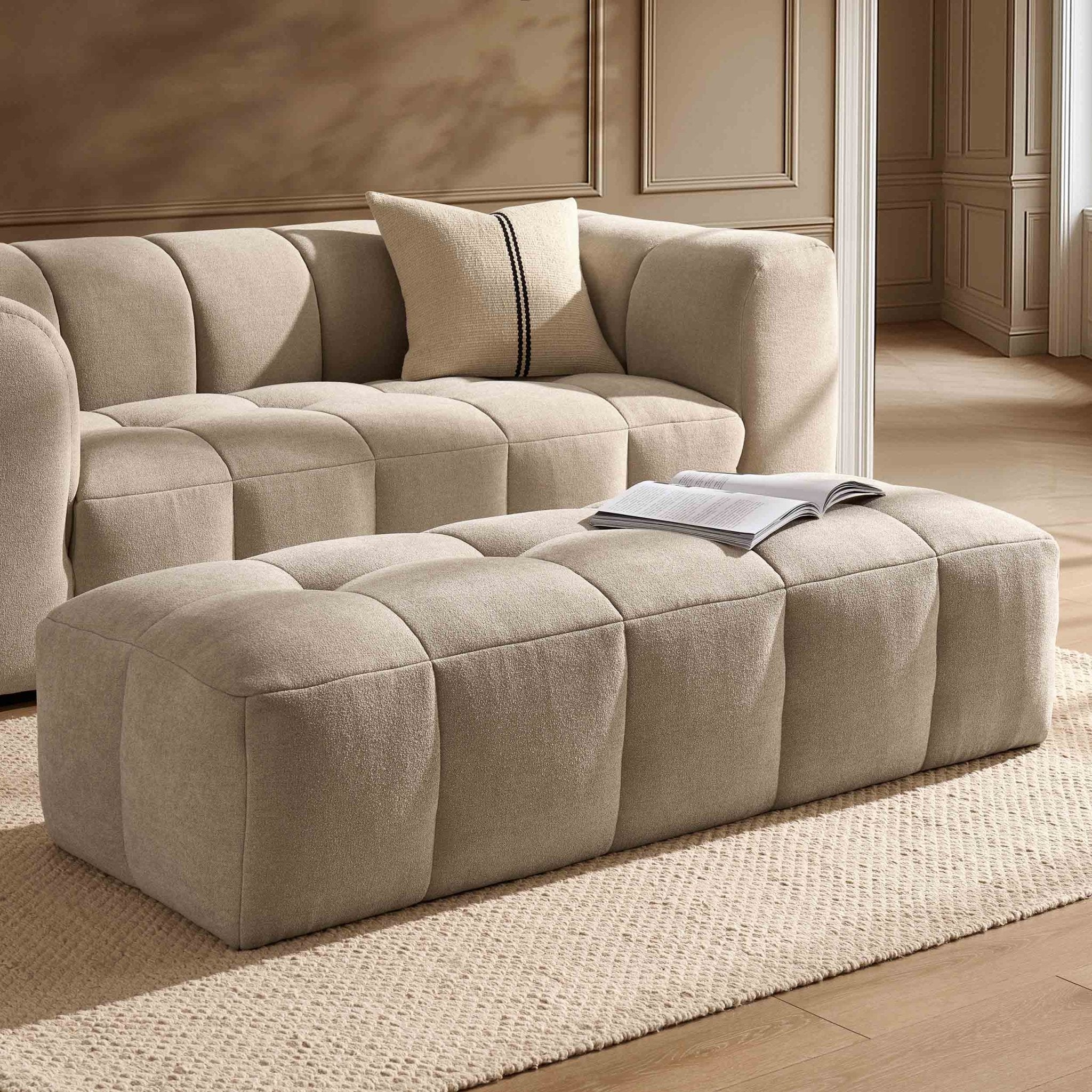 Manhattan Pouffe - Chenille Oatmeal - DUSK