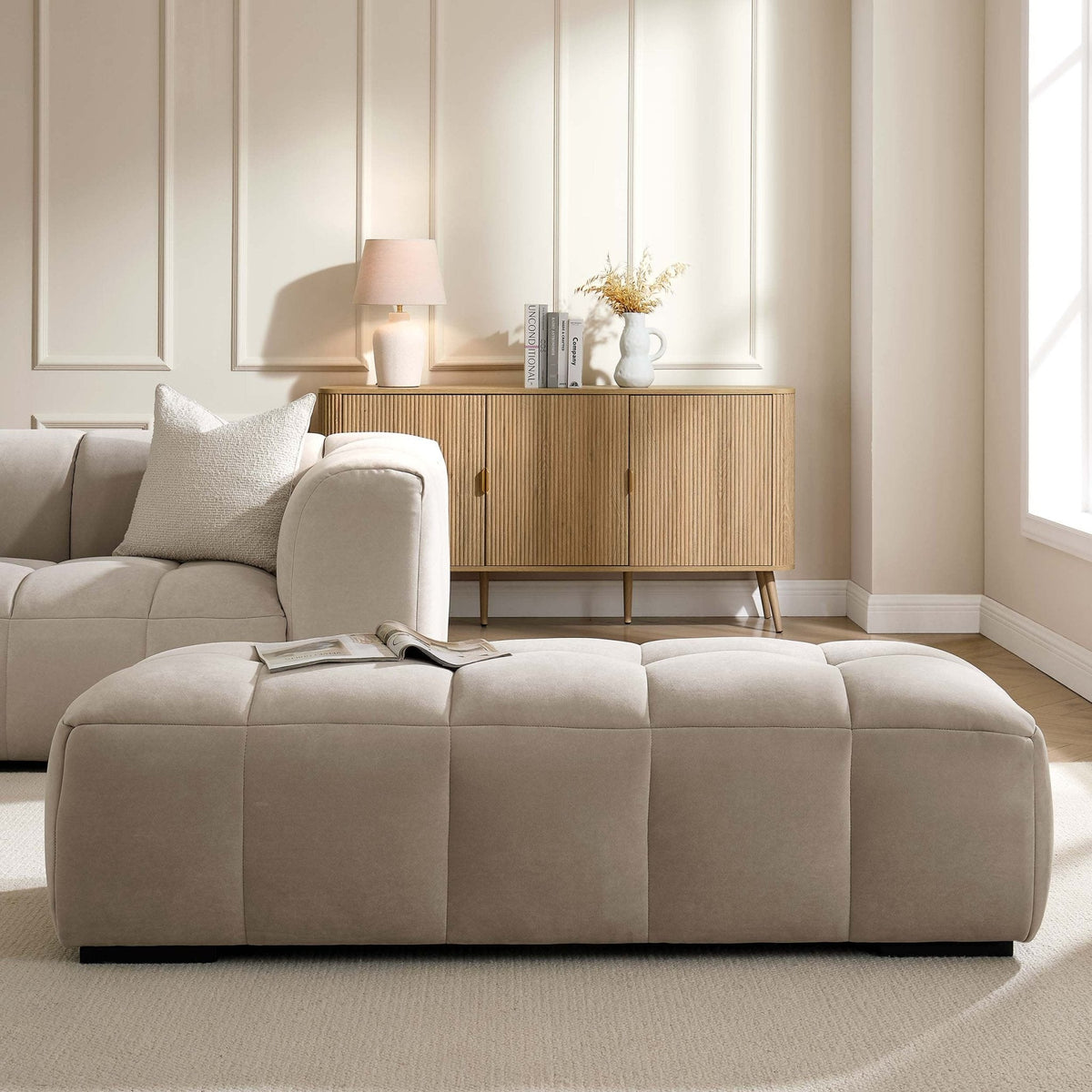 Manhattan Pouffe - Stone - DUSK