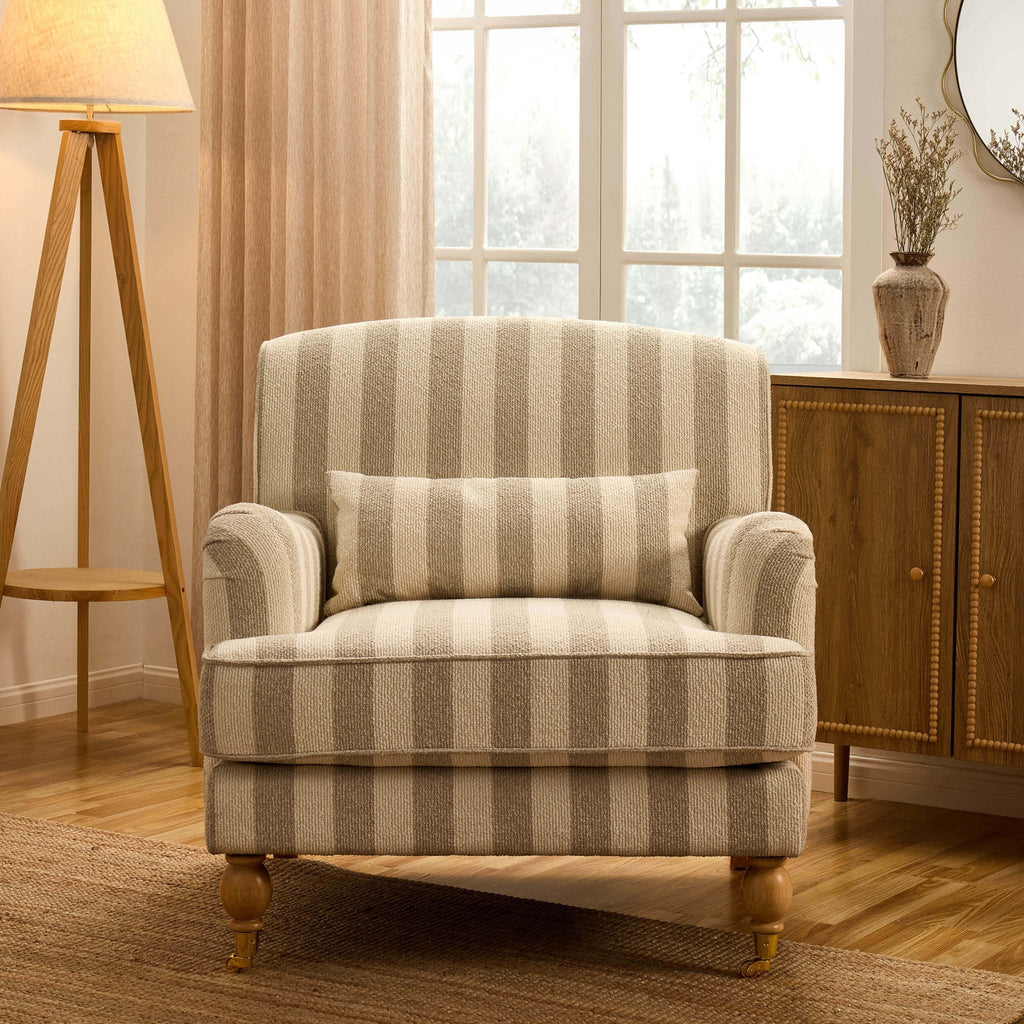 Mara Armchair - Natural Boucle Stripe - DUSK