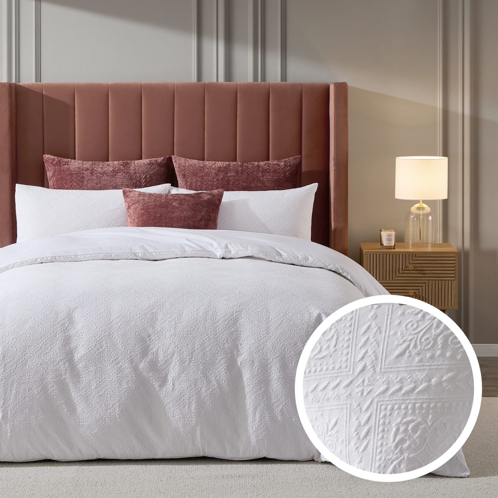 Margot 200 Thread Count Duvet Cover & Pillowcase Set - White - DUSK