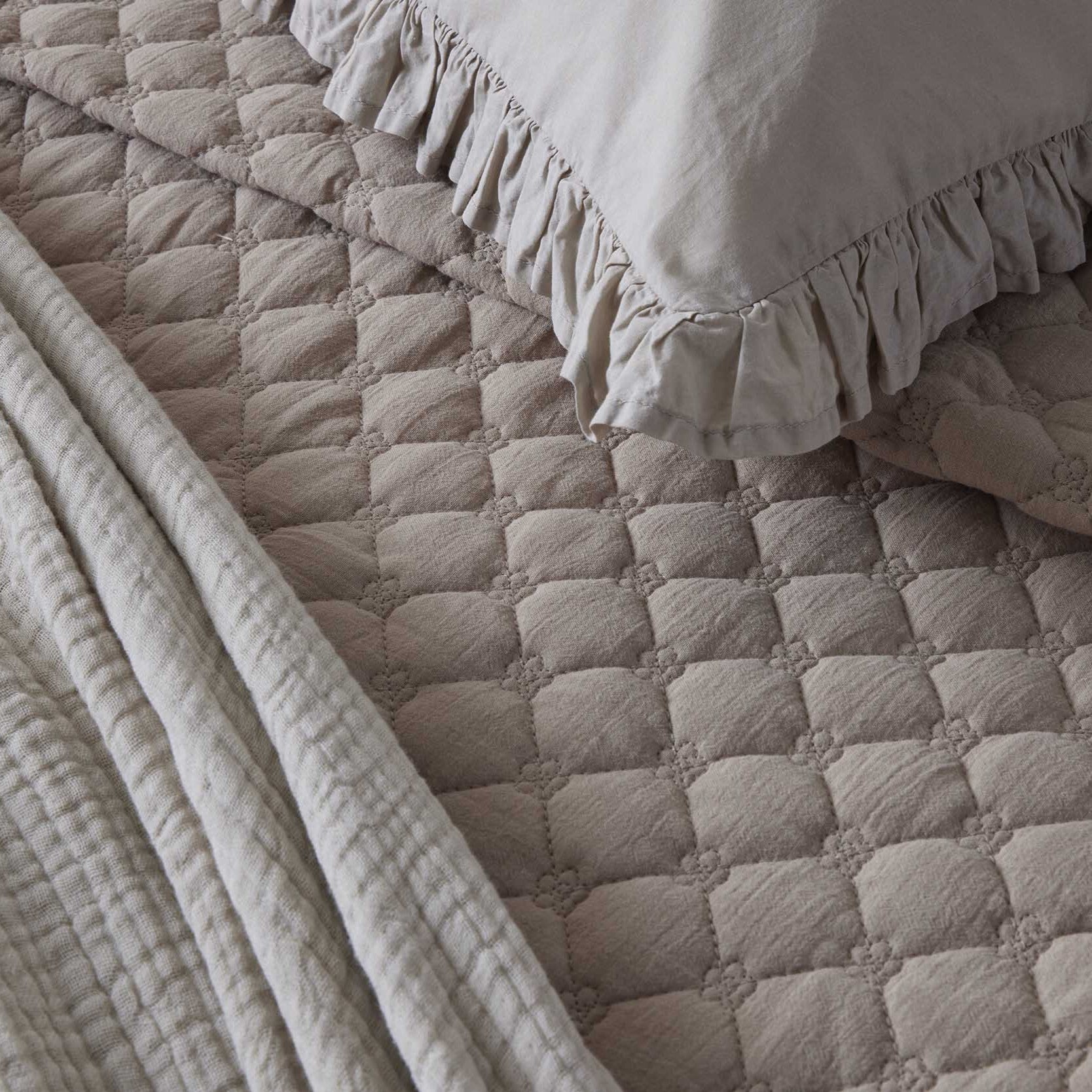 Marion Ruffle Edge Duvet Cover - Washed Cotton - Sand - DUSK