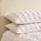 Marissa 100% Cotton Seersucker Check Duvet Cover & Pillowcase Set - White - DUSK
