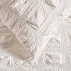 Marissa 100% Cotton Seersucker Check Duvet Cover & Pillowcase Set - White - DUSK