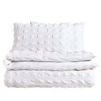 Marissa 100% Cotton Seersucker Check Duvet Cover & Pillowcase Set - White - DUSK