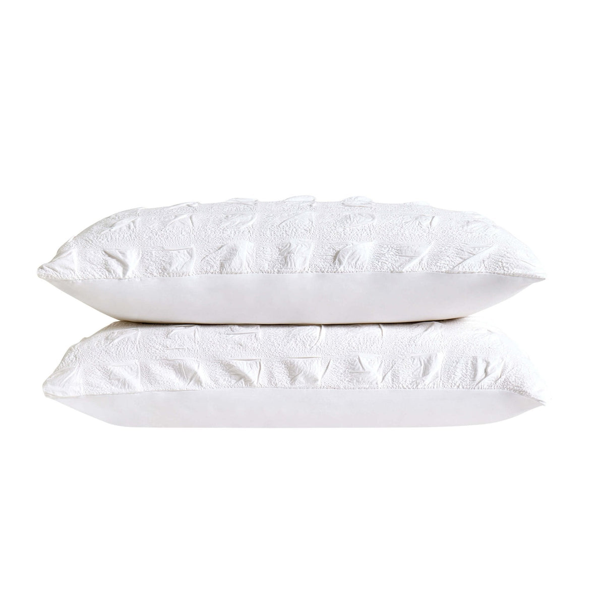 Marissa 100% Cotton Seersucker Check Duvet Cover & Pillowcase Set - White - DUSK