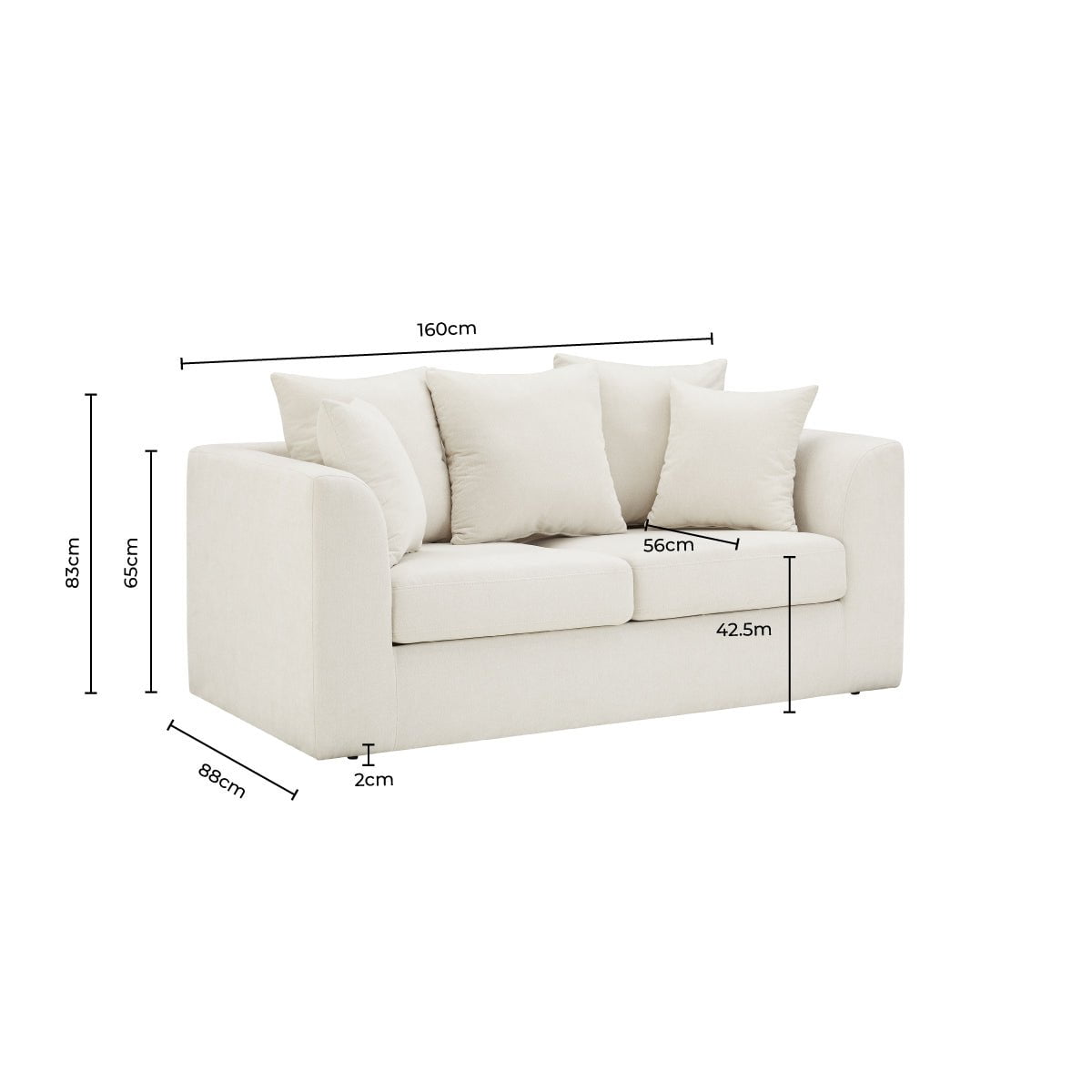 Melbourne 2 Seater Sofa - Ivory - DUSK