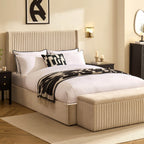 Melrose Ottoman Storage Bed - Chenille Ivory - DUSK