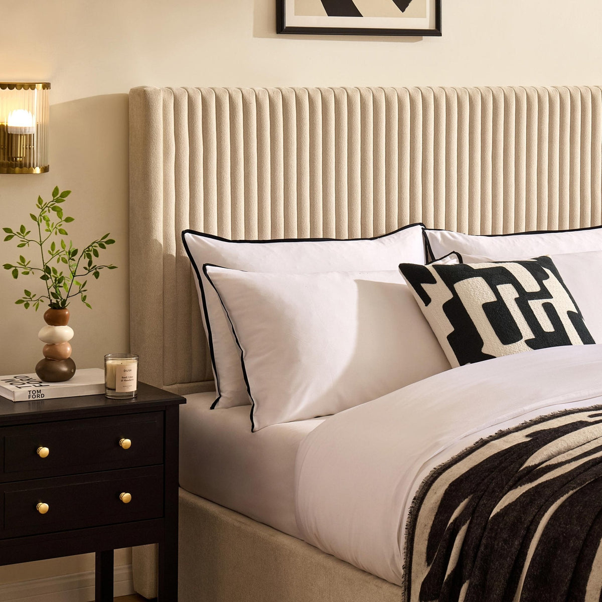 Melrose Ottoman Storage Bed - Chenille Ivory - DUSK