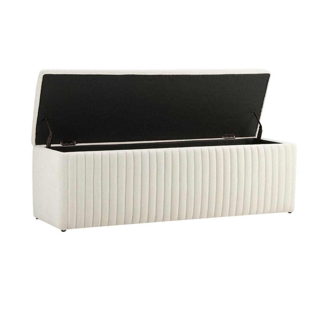 Melrose Ribbed Ottoman Storage Bench - Chenille Ivory - DUSK