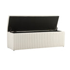 Melrose Ribbed Ottoman Storage Bench - Chenille Ivory - DUSK