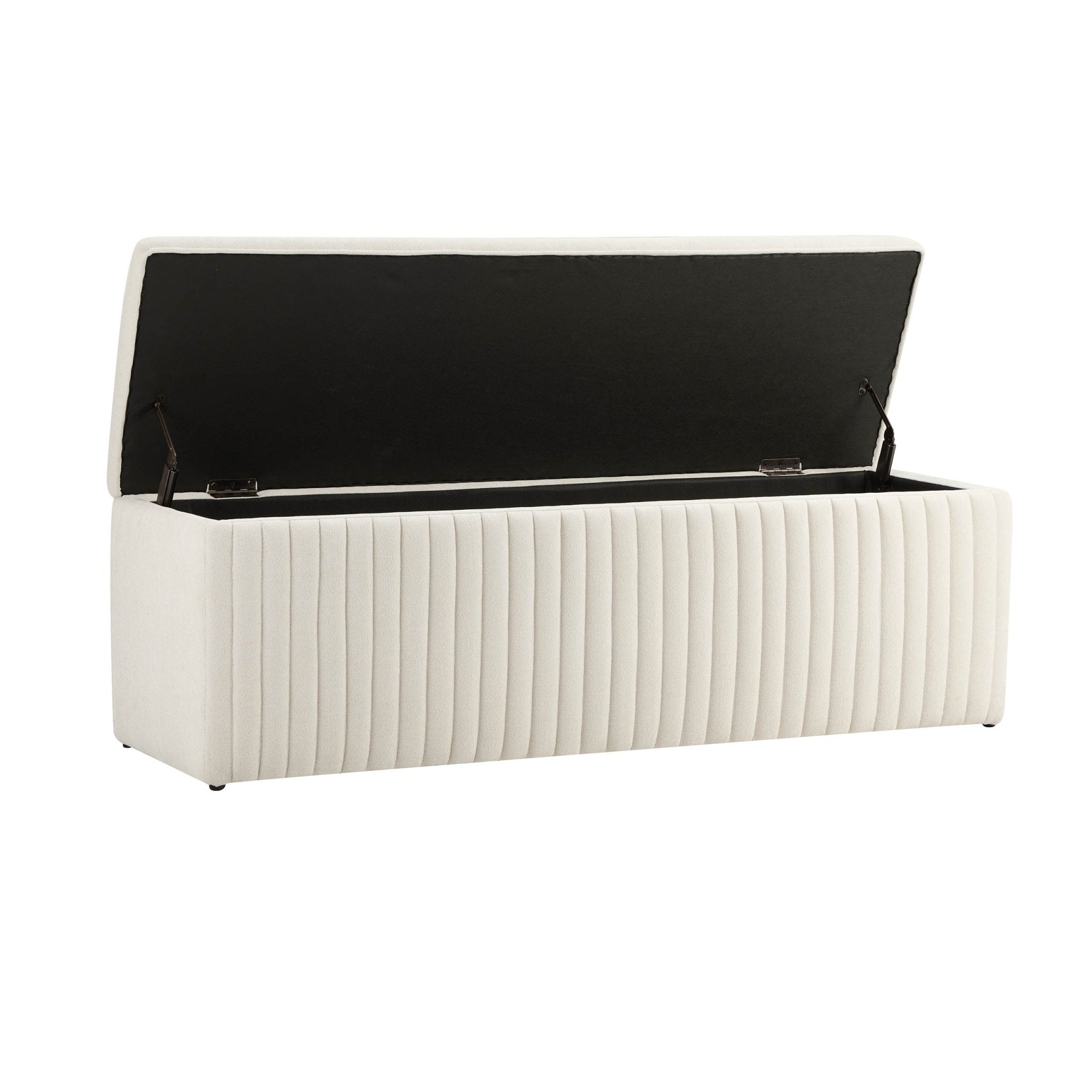 Melrose Ribbed Ottoman Storage Bench - Chenille Ivory - DUSK