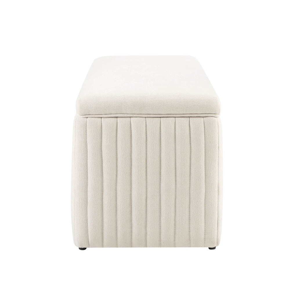 Melrose Ribbed Ottoman Storage Bench - Chenille Ivory - DUSK