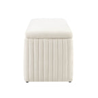 Melrose Ribbed Ottoman Storage Bench - Chenille Ivory - DUSK