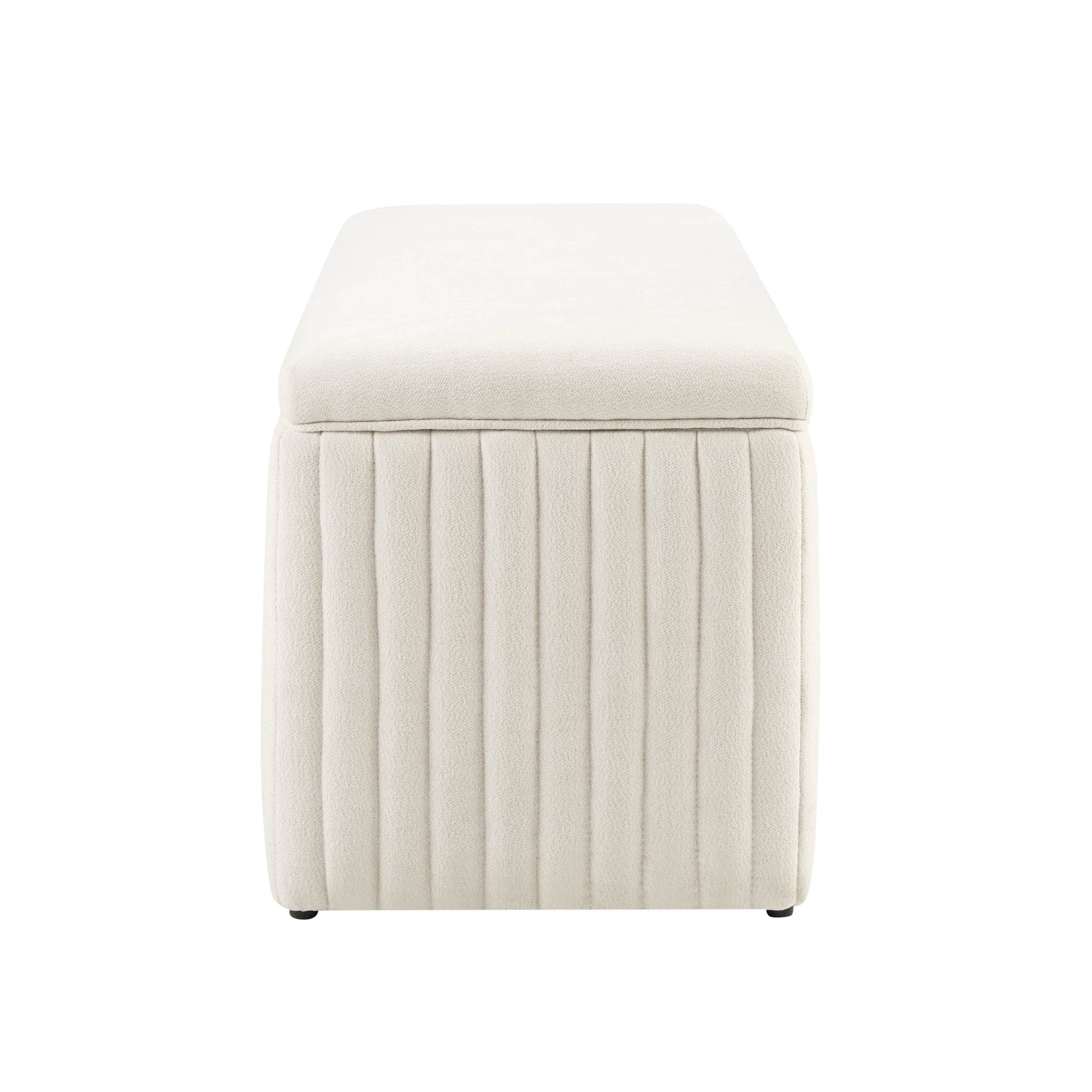 Melrose Ribbed Ottoman Storage Bench - Chenille Ivory - DUSK