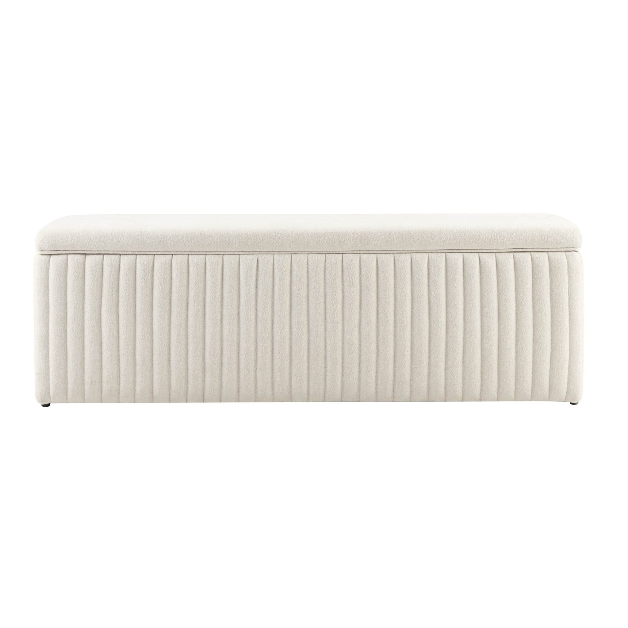 Melrose Ribbed Ottoman Storage Bench - Chenille Ivory - DUSK