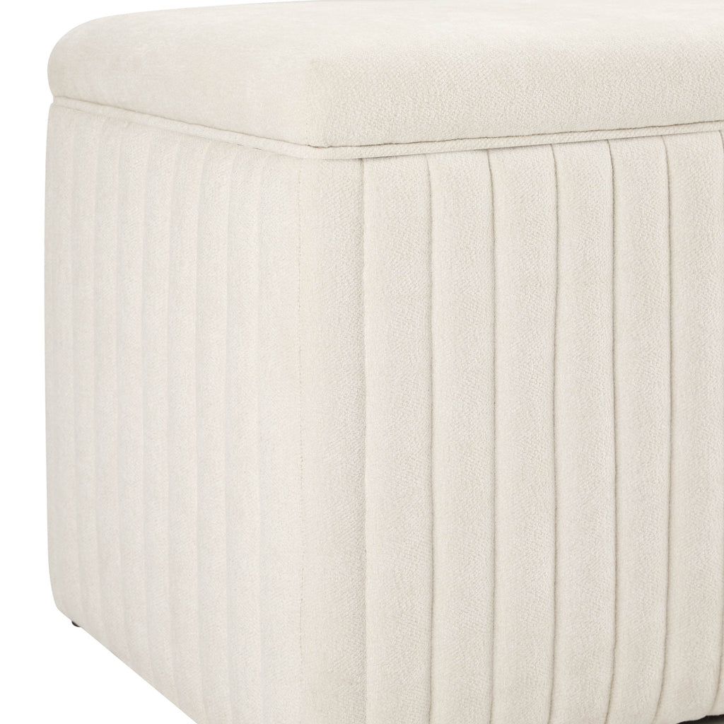 Melrose Ribbed Ottoman Storage Bench - Chenille Ivory - DUSK