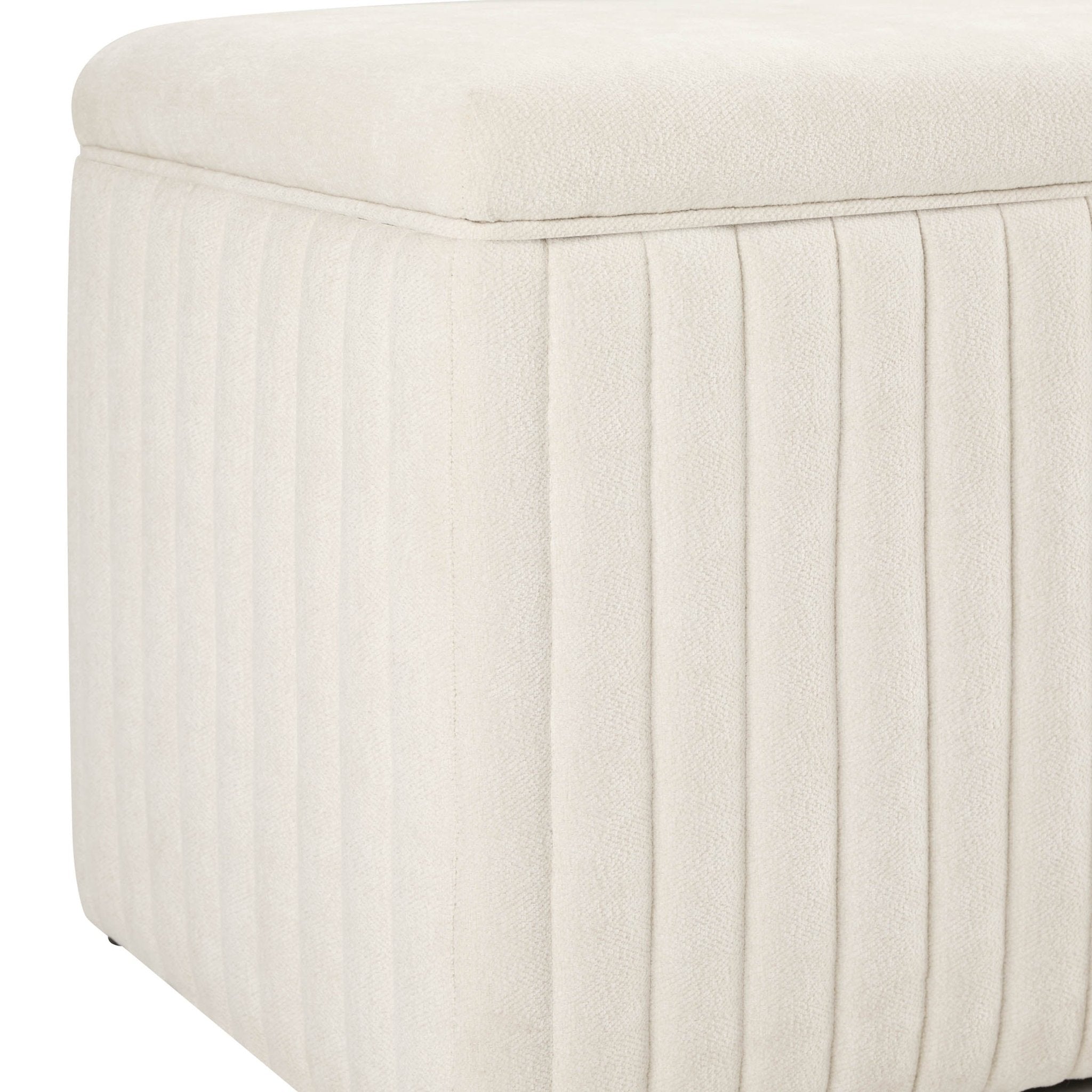 Melrose Ribbed Ottoman Storage Bench - Chenille Ivory - DUSK