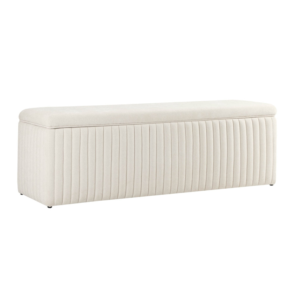 Melrose Ribbed Ottoman Storage Bench - Chenille Ivory - DUSK