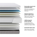 Memory Foam 2,000 Pocket Sprung Hybrid Mattress - Medium/Firm - DUSK