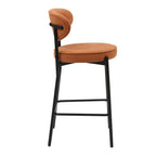 Mia Set of 2 Barstool - Matte Velvet - Burnt Orange - DUSK