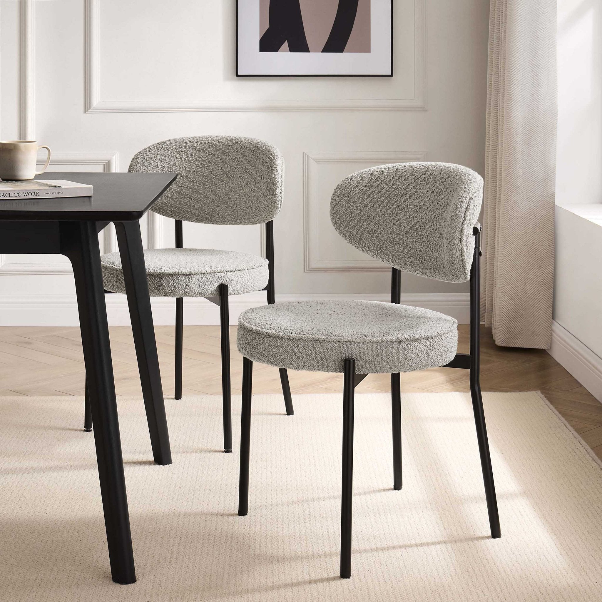Mia Set of 2 Dining Chair - Taupe Boucle - DUSK