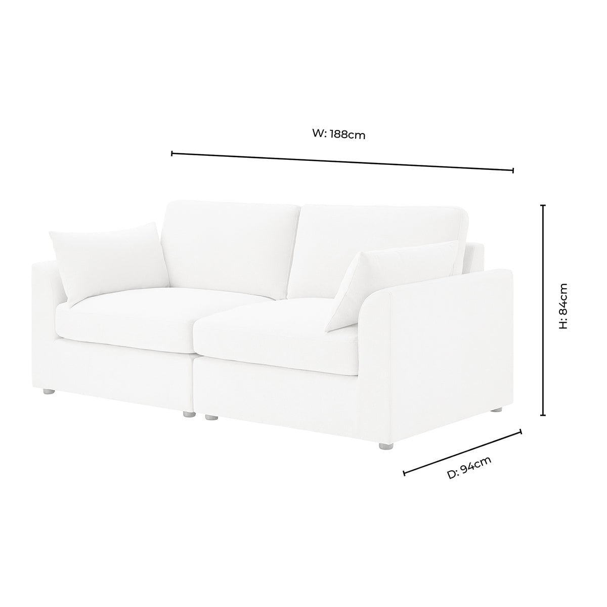 Miami 2 Seater Sofa - Chenille Oatmeal - DUSK