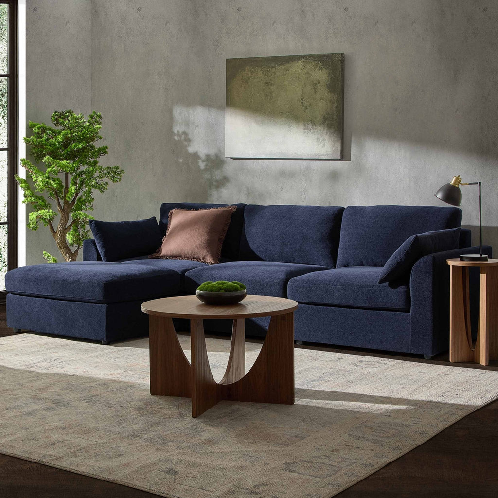 Miami Left Hand Chaise Sofa - Chenille Navy - DUSK