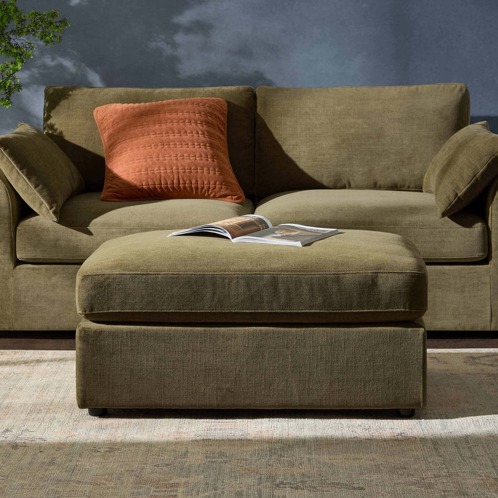 Miami Pouffe - Chenille Olive - DUSK