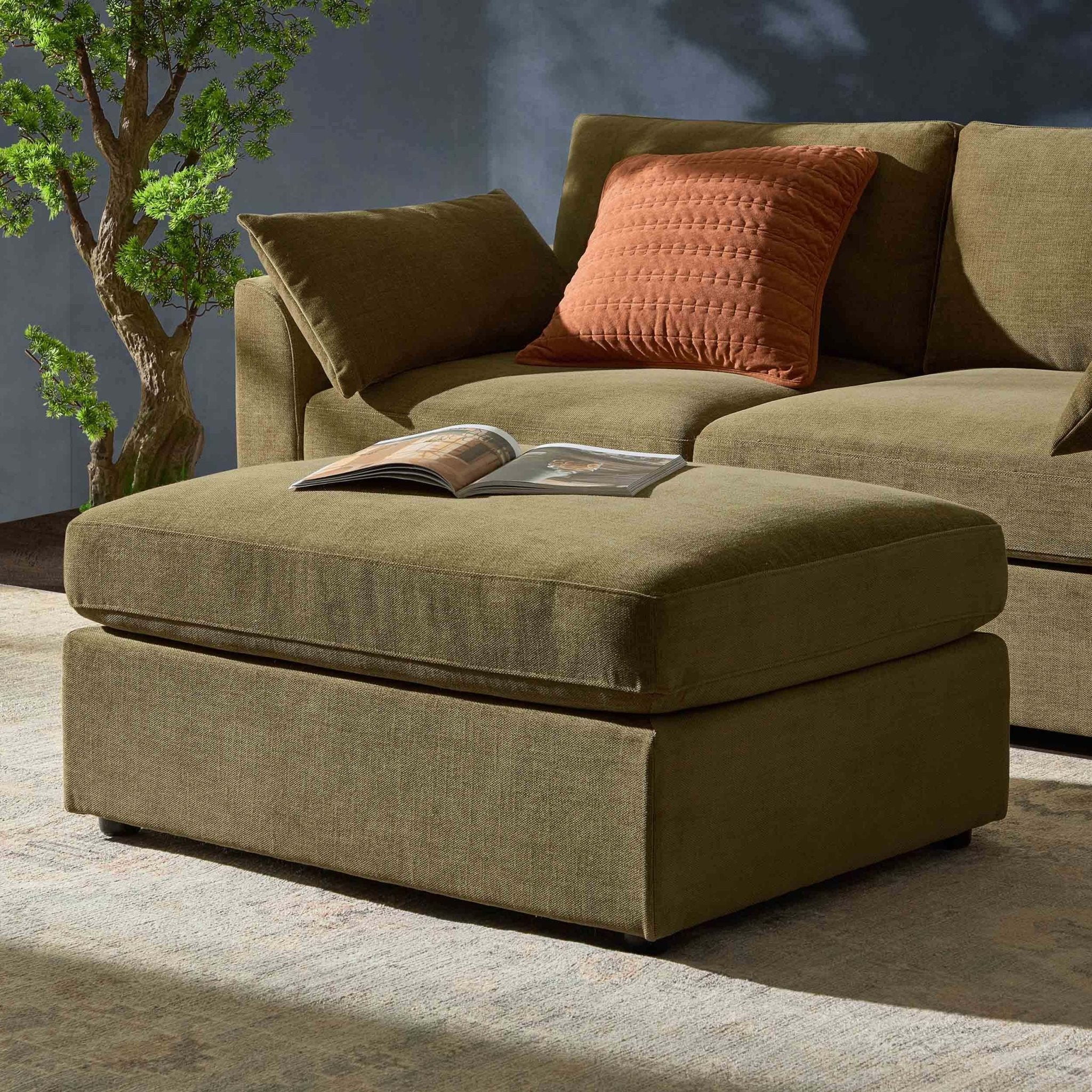 Miami Pouffe - Chenille Olive - DUSK