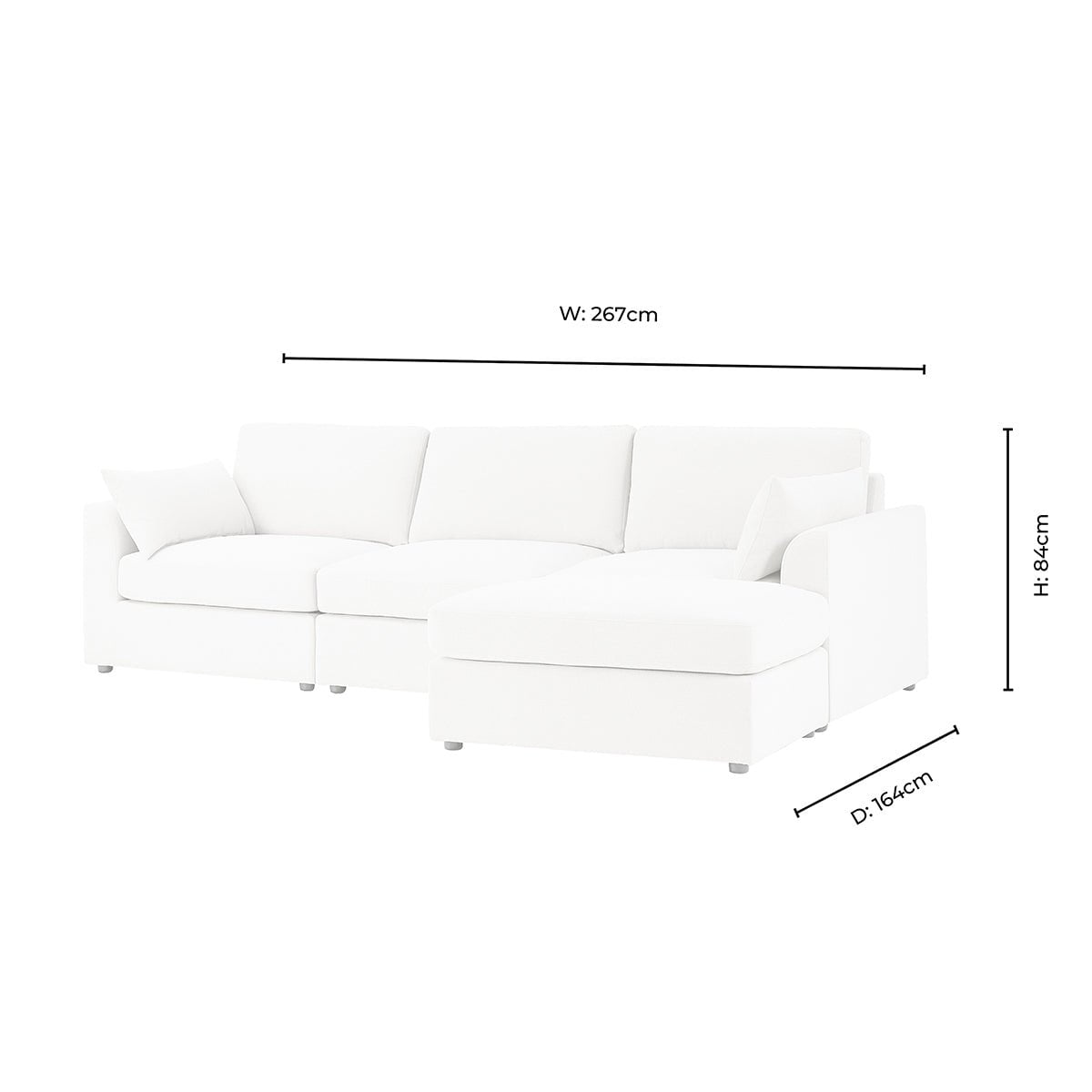 Miami Right Hand Chaise Sofa - Chenille Oatmeal - DUSK