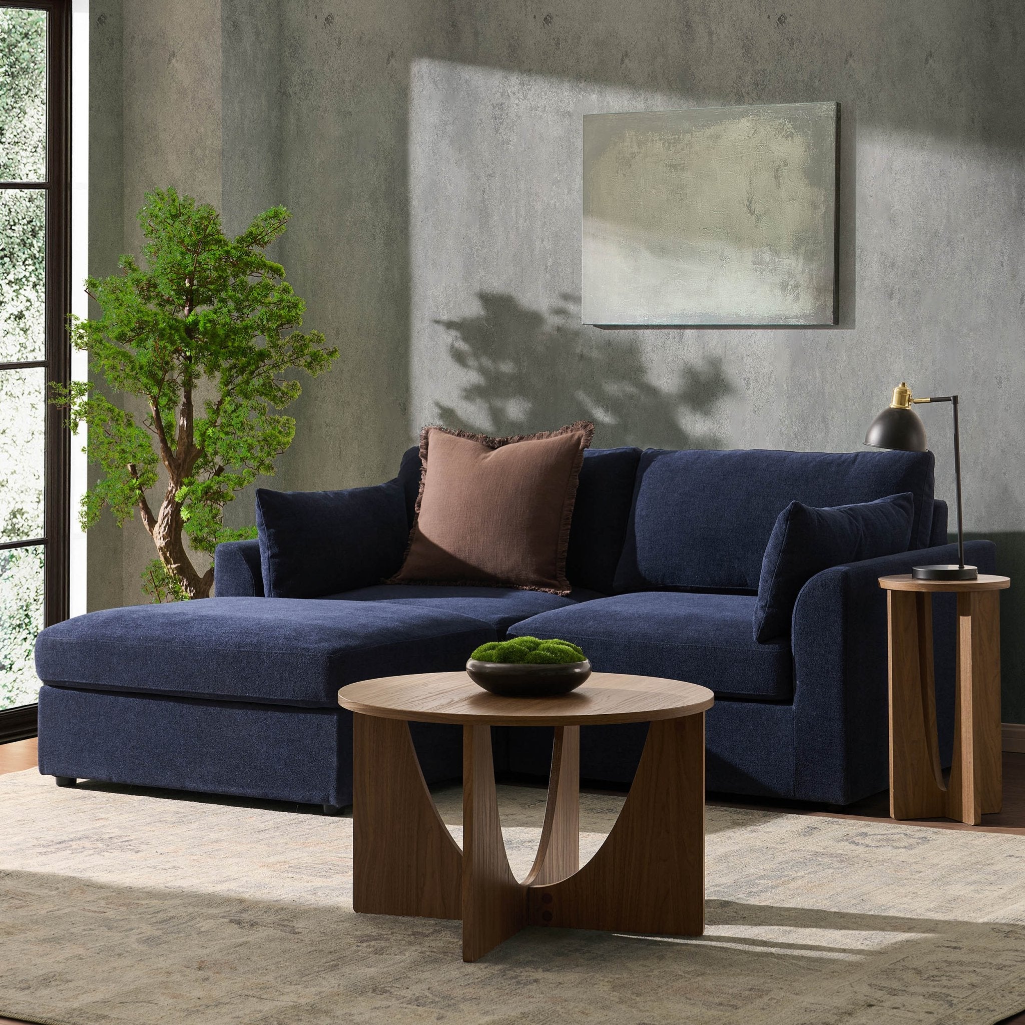 Miami Small Chaise Sofa - Chenille Navy - DUSK