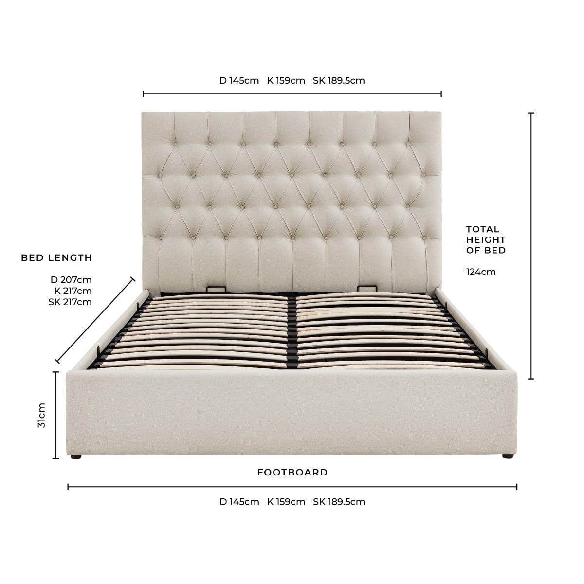 Middleton Ottoman Storage Bed - Natural - DUSK