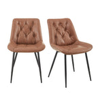 Millie Set of 2 Dining Chairs - PU - Tan - DUSK