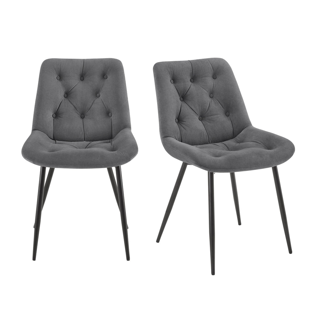 Millie Set of 2 Dining Chairs - Velvet - Grey - DUSK