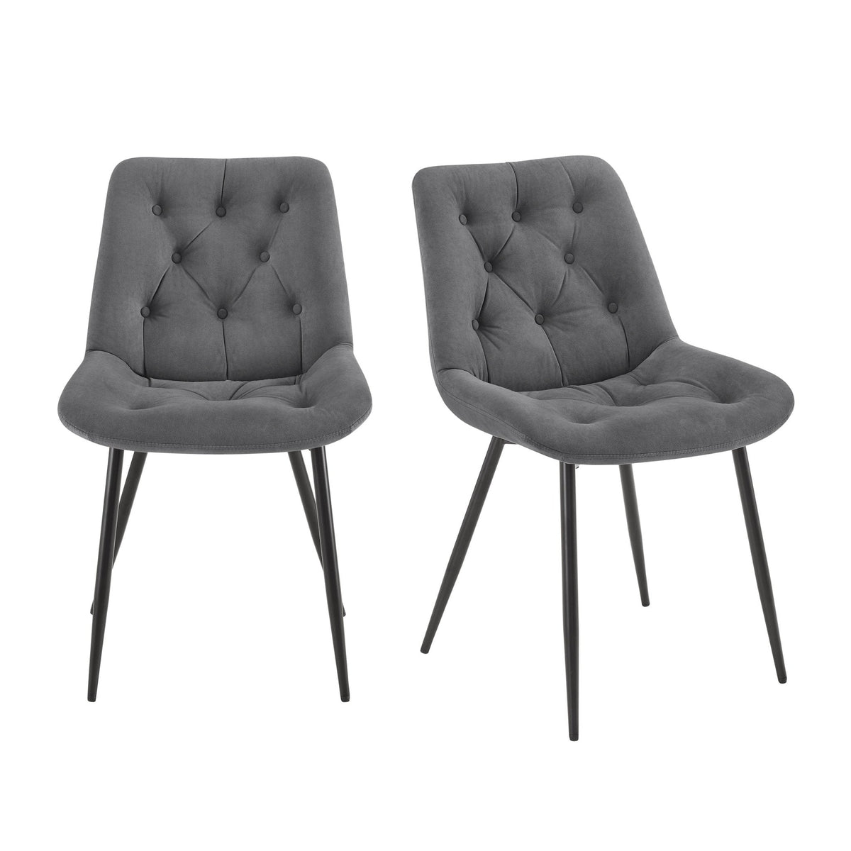 Millie Set of 2 Dining Chairs - Velvet - Grey - DUSK