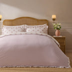 Mini Bouquet 100% Cotton Printed Muslin Duvet Cover Set - White/Pink - DUSK