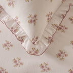 Mini Bouquet 100% Cotton Printed Muslin Duvet Cover Set - White/Pink - DUSK