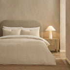 Miran Yarn Dyed Muslin Duvet Cover & Pillowcase Set - Natural/White - DUSK