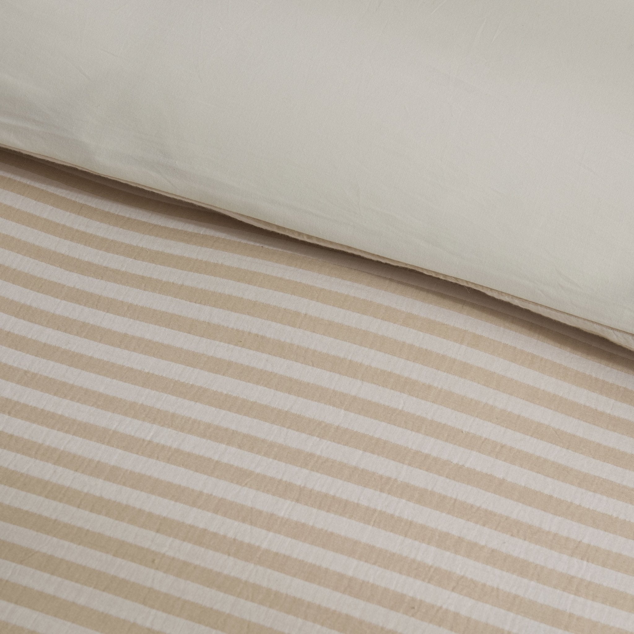 Miran Yarn Dyed Muslin Duvet Cover & Pillowcase Set - Natural/White - DUSK